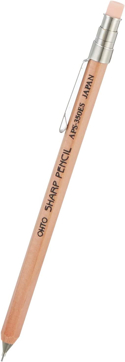 Ohto sharp pencil - Wooden mechanical pencil top eraser yellow