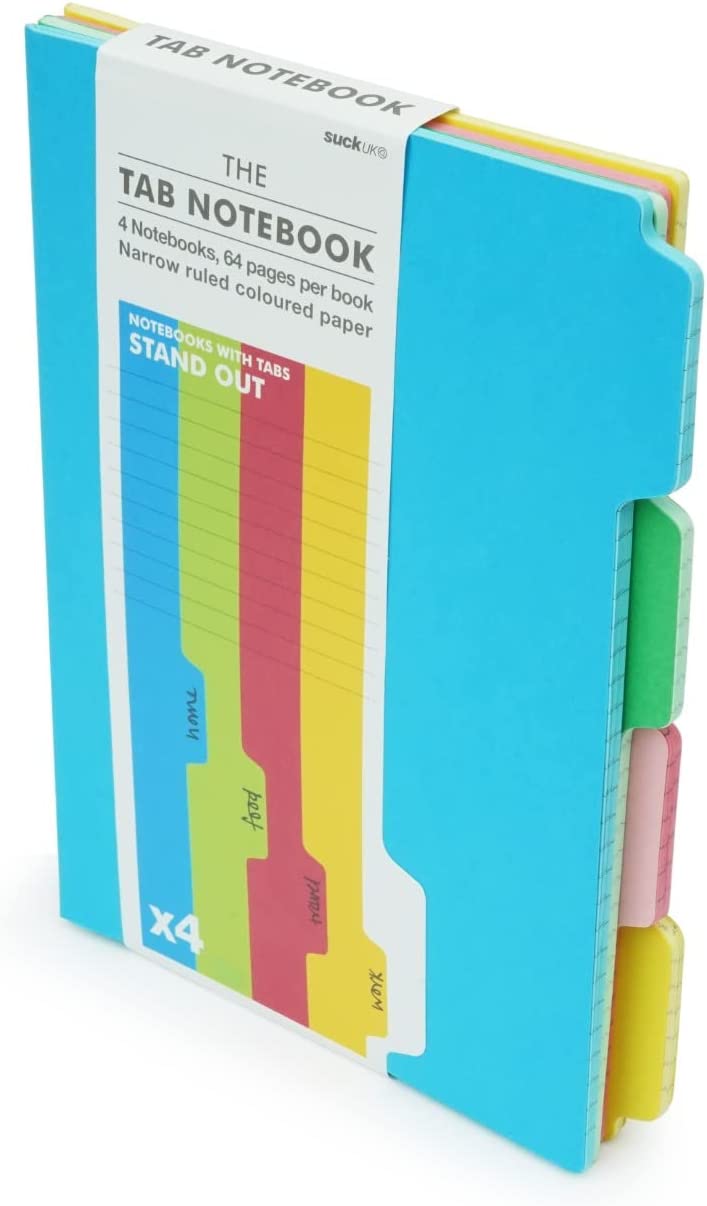 Suck UK | Tab Notebook | A5 Notebook With Tabs in 4 Colors