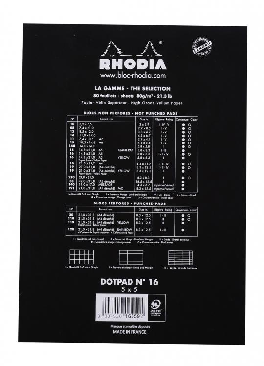 Rhodia Staplebound Notepad - Black (6X8-1/4)