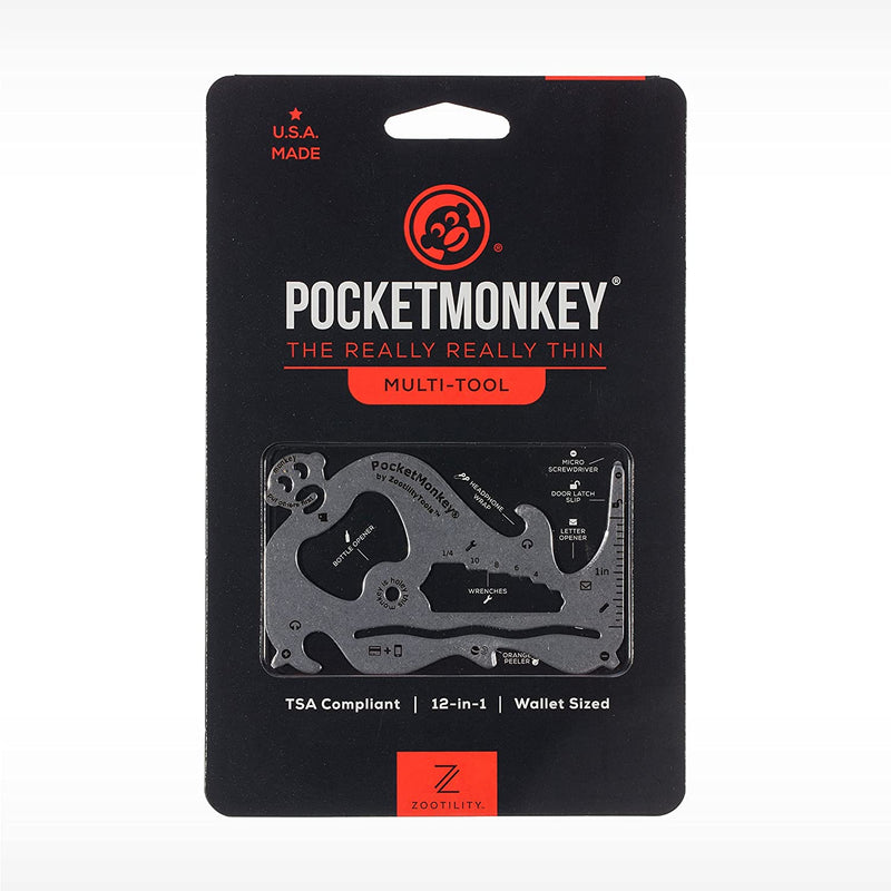 Wallet Multi-Tool, PocketMonkey 12-in-1 Credit Card Tool, Bottle Opener, Stainless Steel