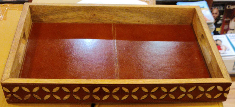 Genuine Leather Multi Usage Vintage Accent Serving Tray