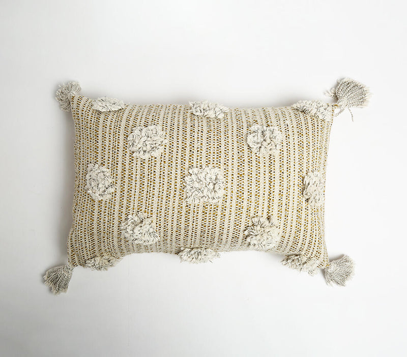Textured Cotton Cushion Cover with Tassels