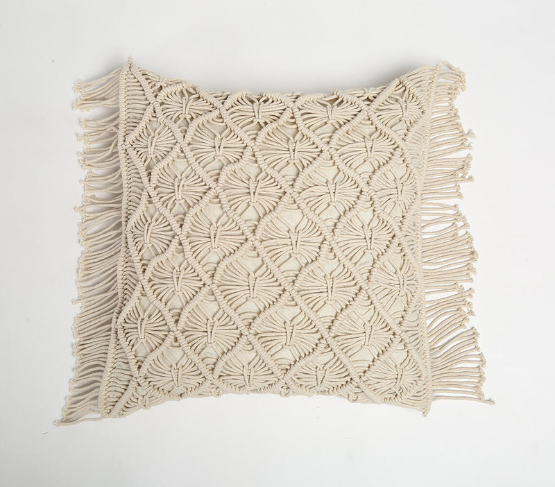 Macrame Fringed Cotton Cushion Cover 2