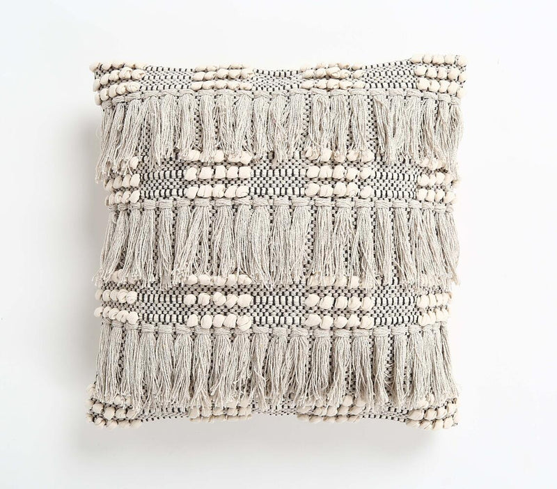 Tufted & Fringed Cotton cushion cover 1