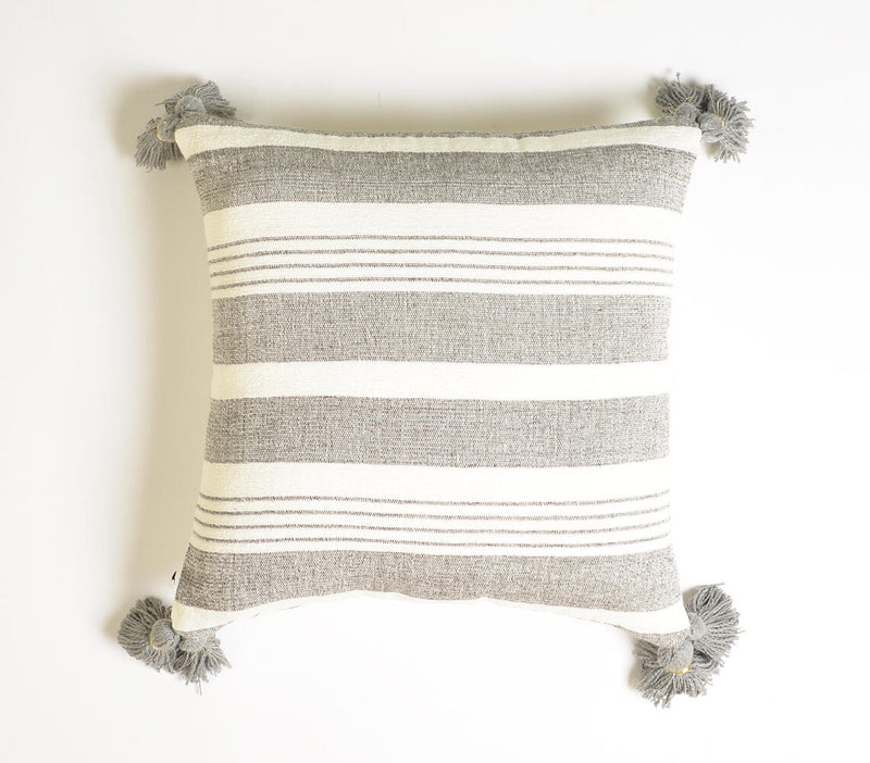 Handwoven Muted Grey Striped Cushion cover