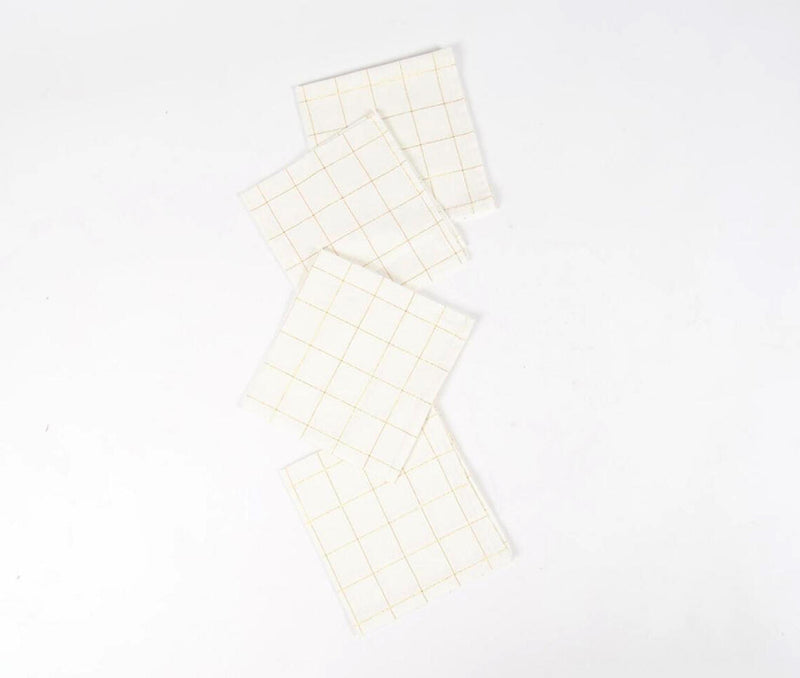 Minimal Gold Checkered Table Napkins (Set of 4)