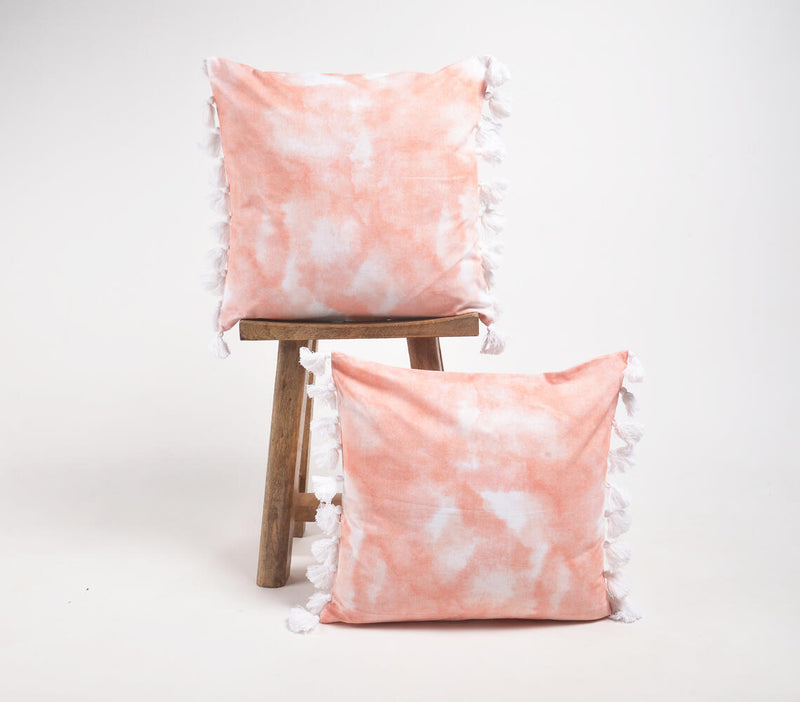 Tasseled Watercolor Handloom Cushion Covers (set of 2)
