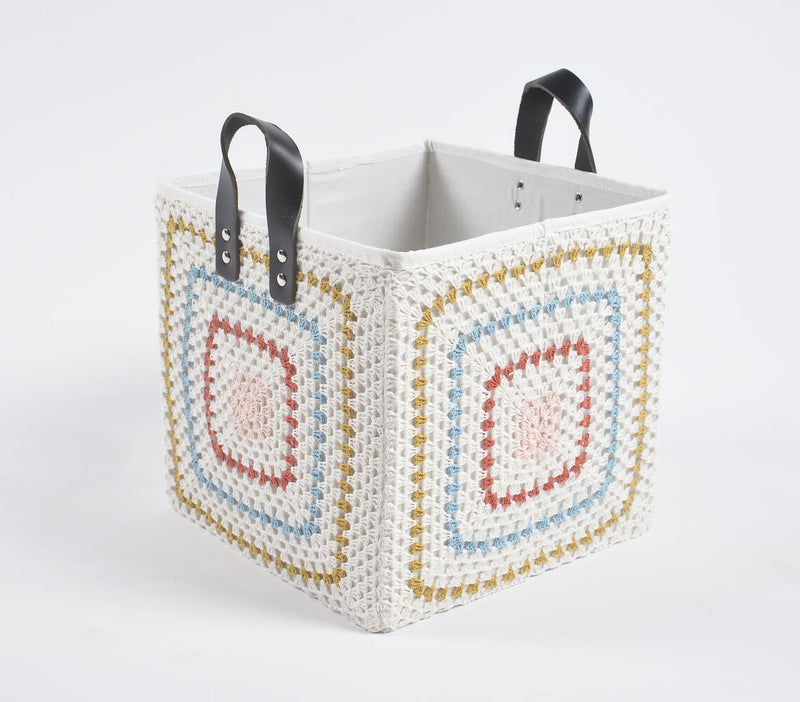 Crochet Square Cotton Foldable Storage Hamper