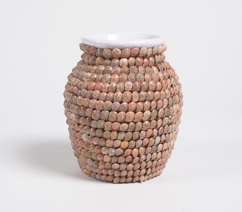 Coastal Pink Seashell Flower Vase