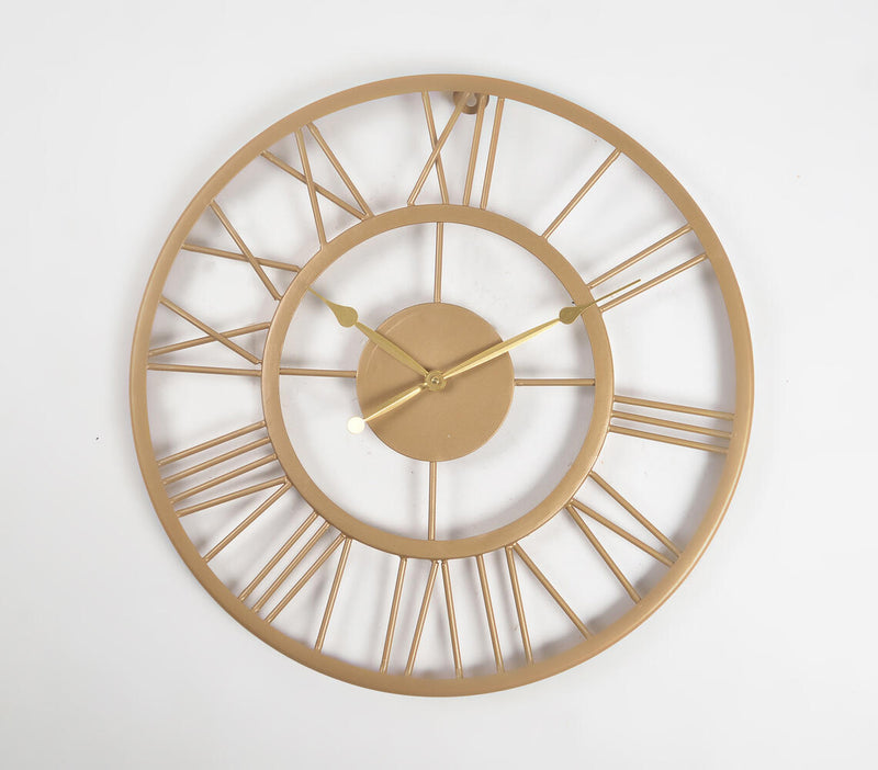 Sleek Golden Roman Analog Wall Clock