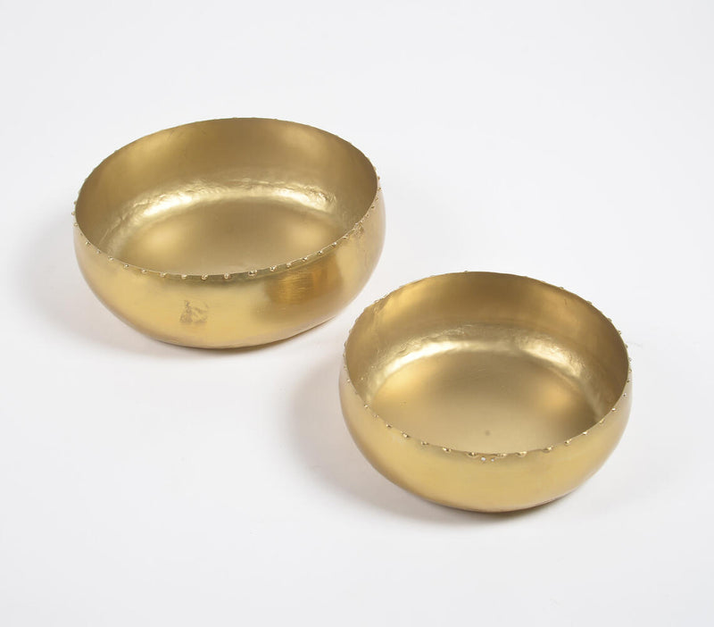 Traditional Gold-Toned Iron Bowls (Set of 2)