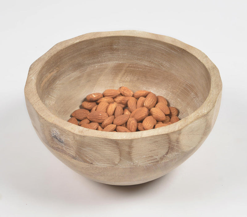 Earthy Turned Wooden Bowl with Buffed Rim