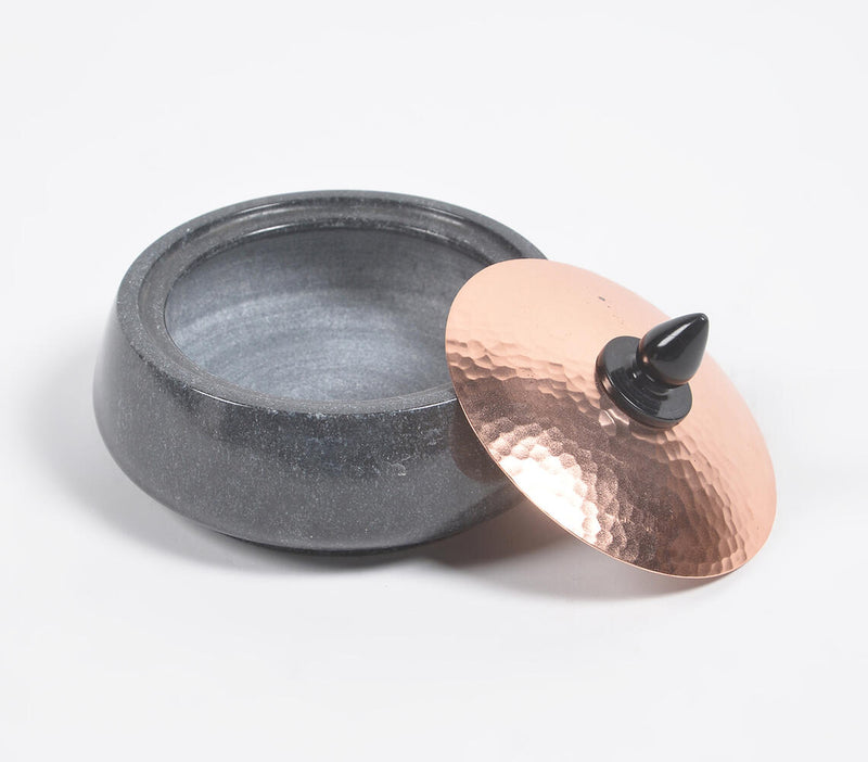 Noir Marble Trinket Box with Copper Lid