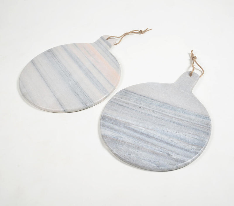 Hand Cut Grey Marble Paddle Cheeseboards (set of 2)