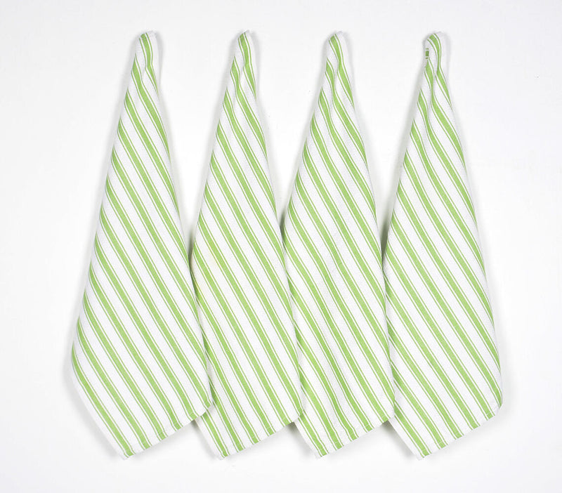 Yarn-Dyed Lime Striped Cotton Kitchen Towels (set of 4)