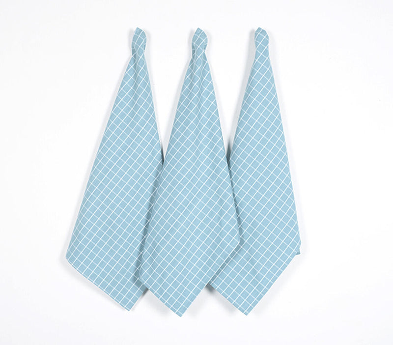 Handwoven Cotton Checked Kitchen Towels (set of 3)