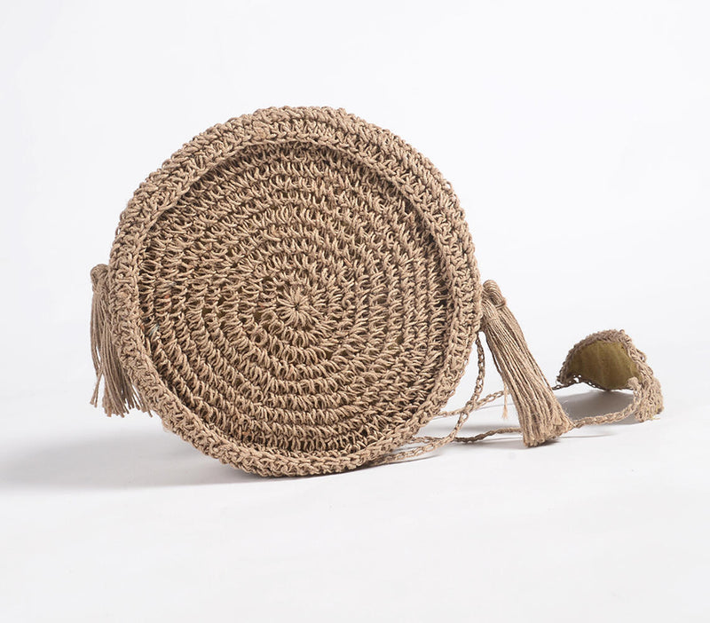 Woven Cane Roundie Sling bag
