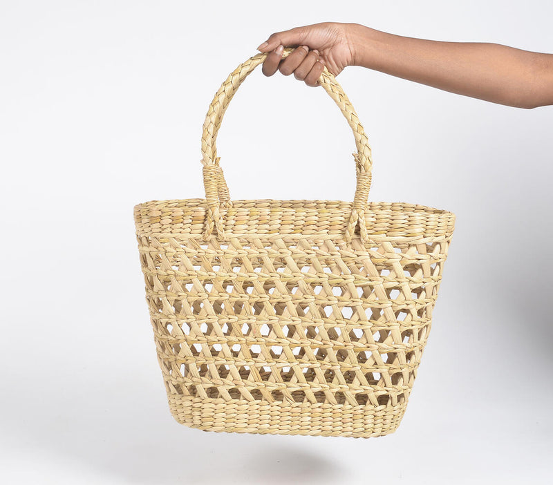 Handwoven Kauna Grass Shopping Tote Bag