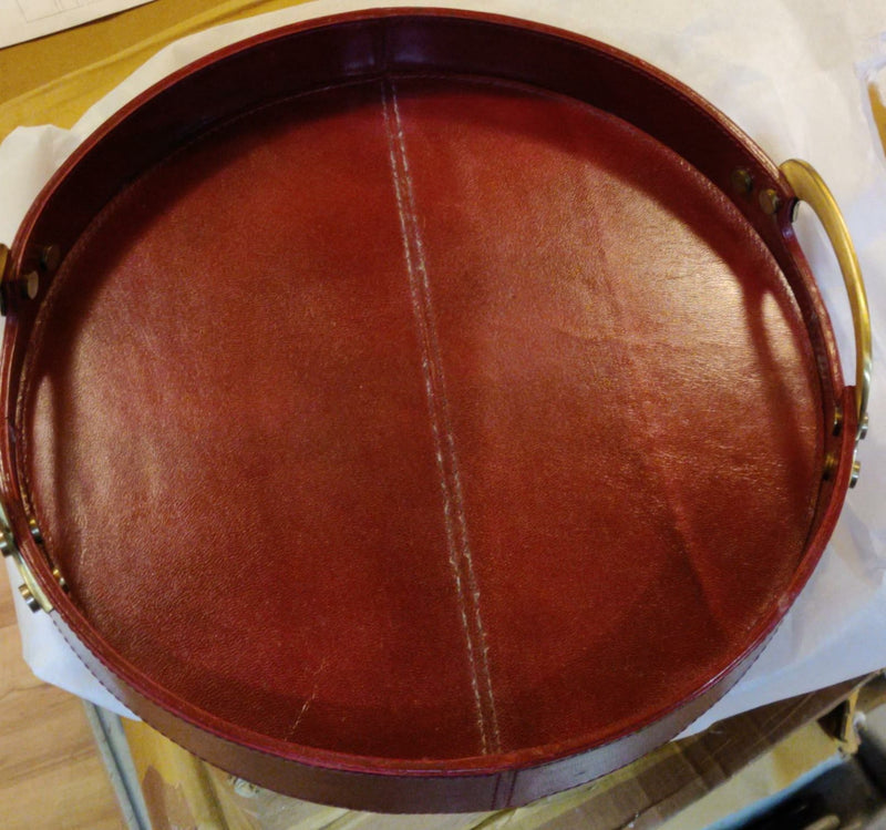 Genuine Leather Multi Usage Vintage Accent Serving Tray