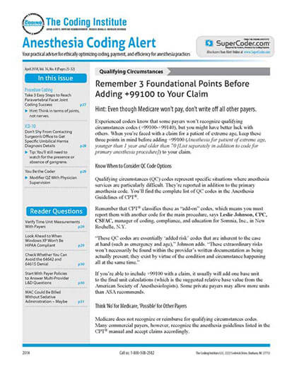 anesthesia pain management coding alert magazine