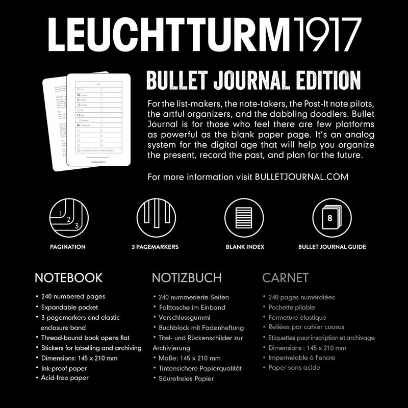 Bullet Journal Notebook Medium (A5) Hardcover