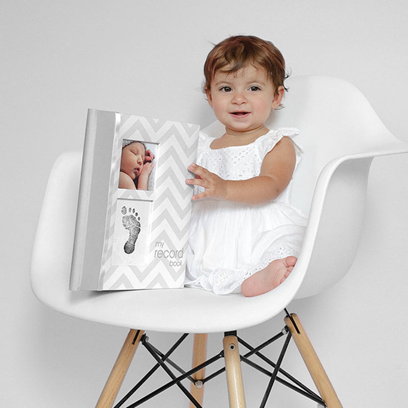 Chevron Baby Book & Clean Touch Ink Pad Kit - Grey