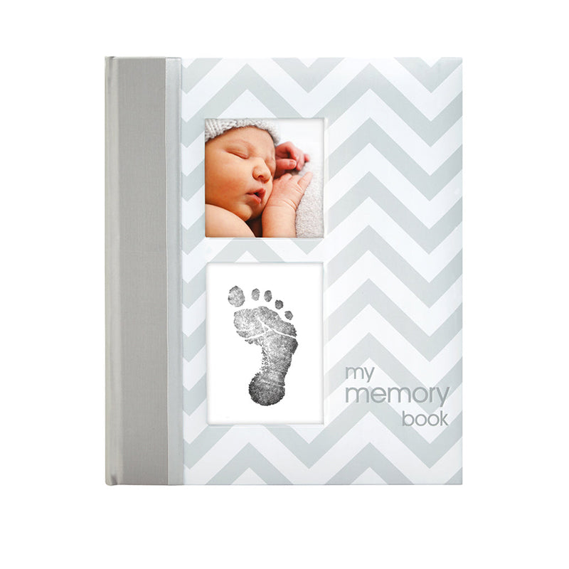 Chevron Baby Book & Clean Touch Ink Pad Kit - Grey