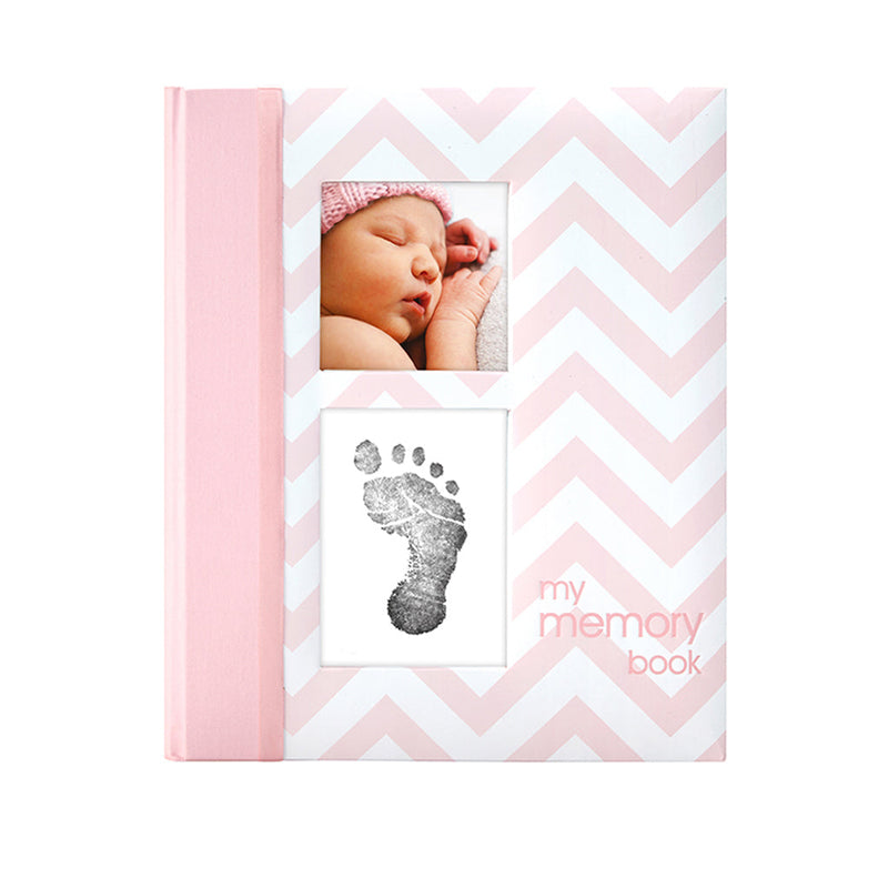 Chevron Baby Book & Clean Touch Ink Pad Kit - Pink