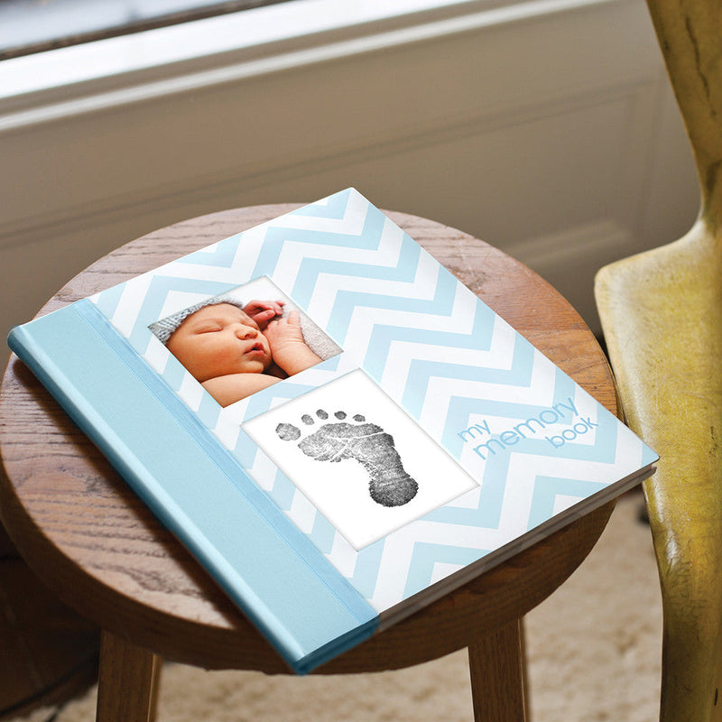 Chevron Baby Book & Clean Touch Ink Pad Kit - Aqua