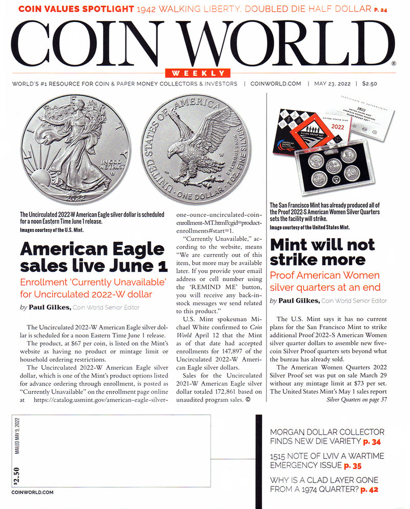 coin world weekly magazine may 23 2022