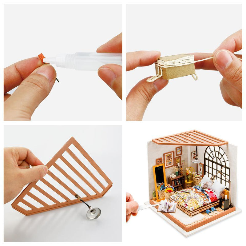 DIY 3D Wooden Puzzle Miniature House: Alice's Dreamy Bedroom