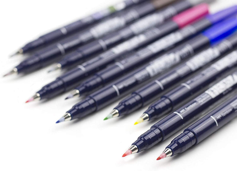 Tombow - Fudenosuke 10 Colors Calligraphy Brush Pen