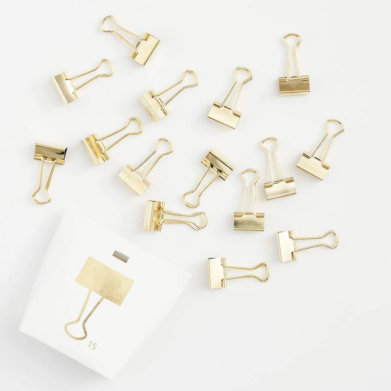 Gold Binder Clip - Set of 15