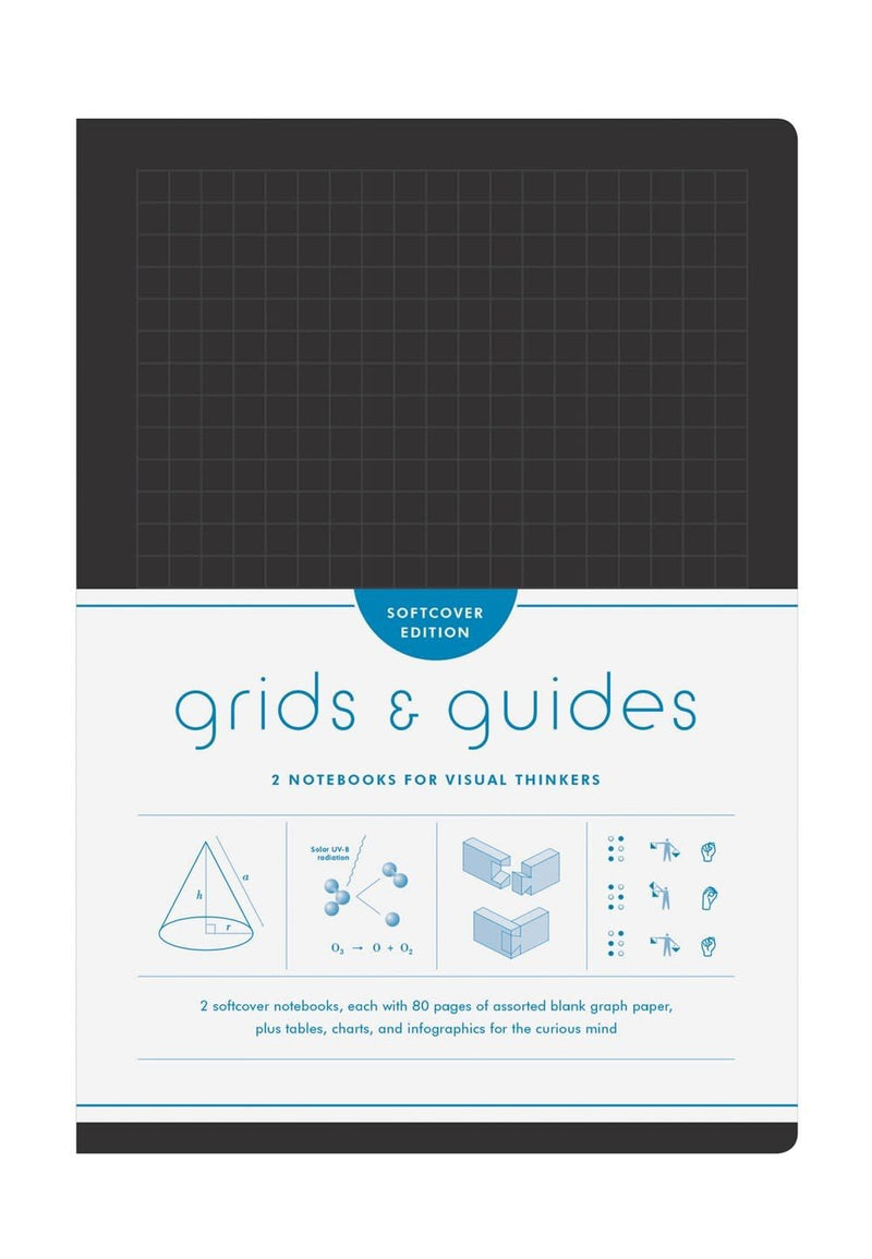 Grids & Guides Softcover (Black): Two Notebooks for Visual Thinkers (Classic Black Notebooks, 5.75 X 8.25", with Grid Paper in Eight Patterns, Ideal f