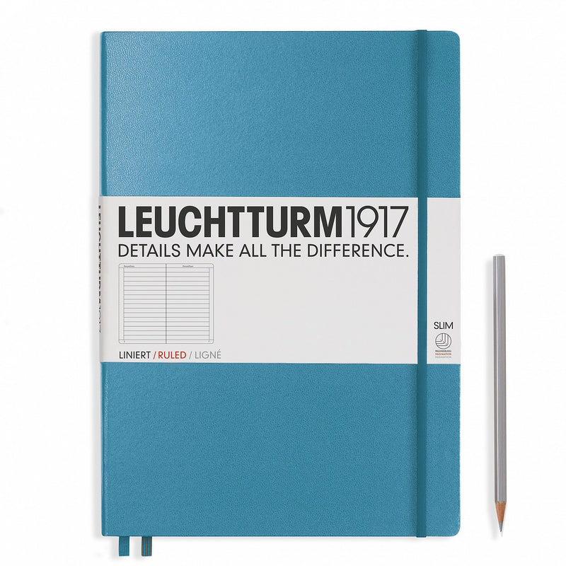 Notebook Master Slim(A4+) Hardcover,121 Numbered Pages,Nordic Blue