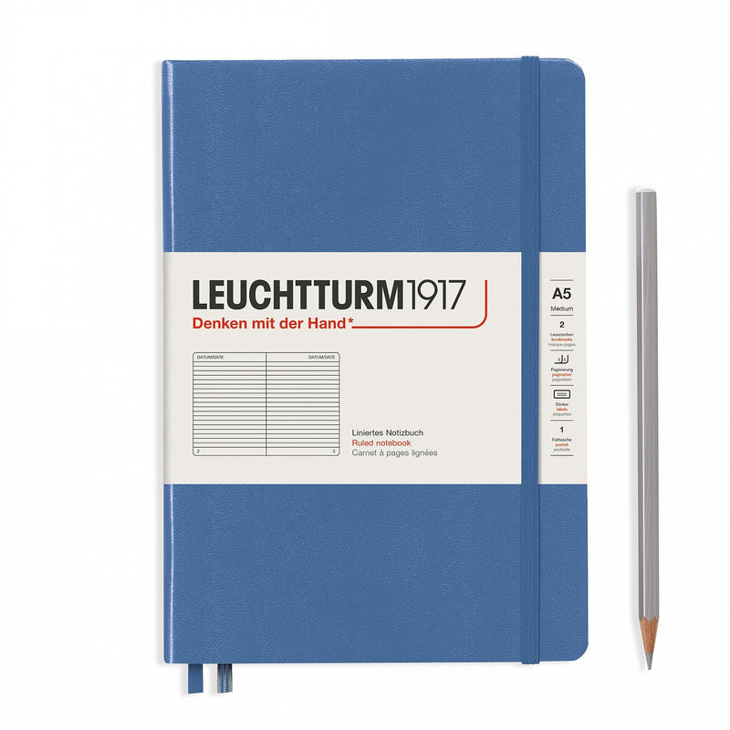 Notebook Medium (A5) Hardcover, 251 Numbered Pages, Denim
