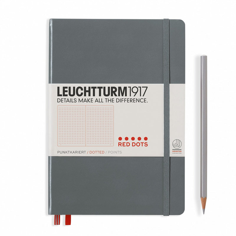 Notebook Medium (A5) Hardcover,Grey, Red Dots