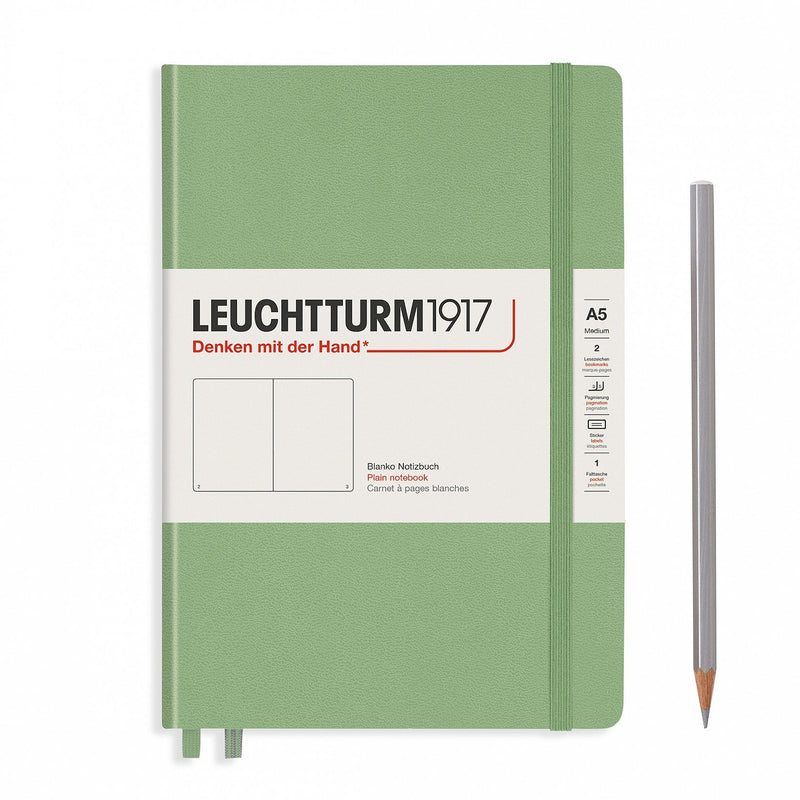 Notebook Medium (A5) Hardcover, 251 Numbered Pages, Sage