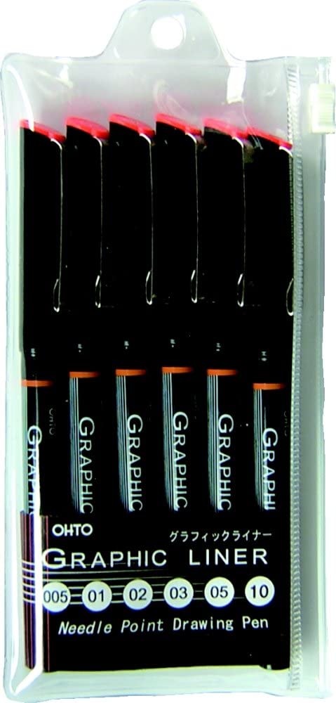 Graphic Liner Needle Point Drawing Pen Pigment Ink Set of 6