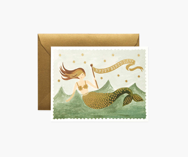 Vintage Mermaid Birthday Card
