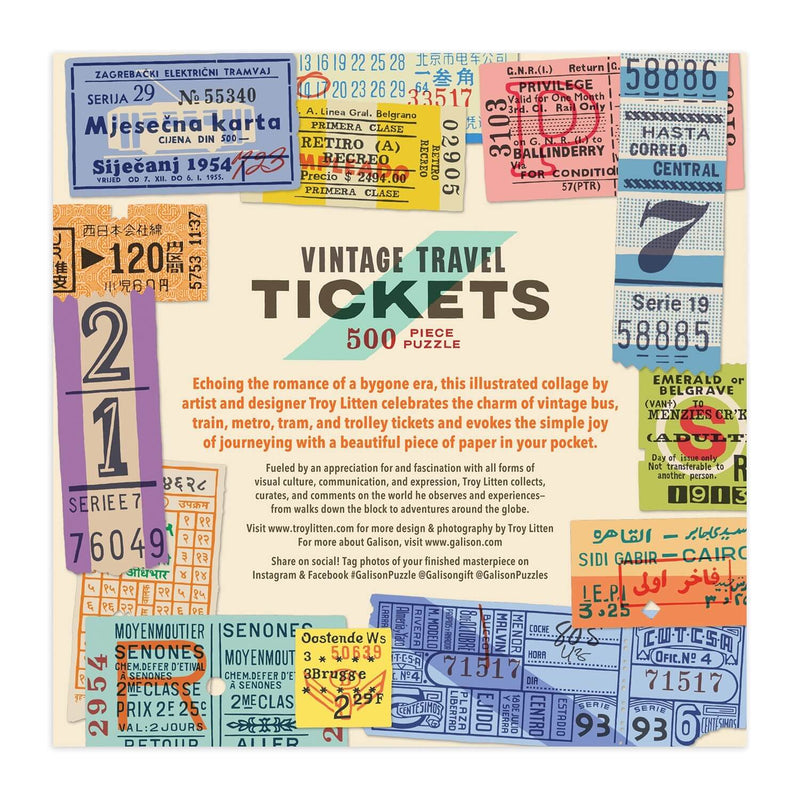 Vintage Travel Tickets 500 Piece Jigsaw Puzzle
