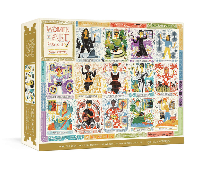 Women in Art Puzzle: Fearless Creatives Who Inspired the World 500-Piece Jigsaw Puzzle and Poster